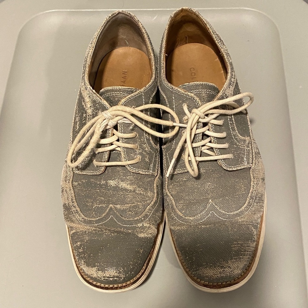 Cole Haan LunarGrand Wingtip Oxford Sneakers Gray Canvas Men’s 11